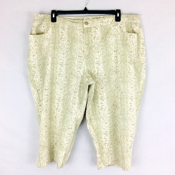 Cato Pants - Cato Snake Print Denim Capris 26W Plus Size